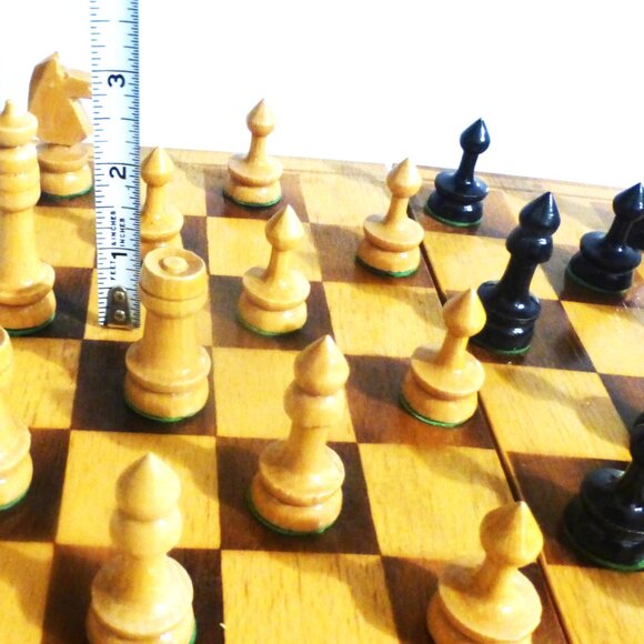 GMS1 - Complete Vintage WOOD CHESS SET Chess Pawn Chess Board Bishop Pawn Queen - Picture 10 of 11